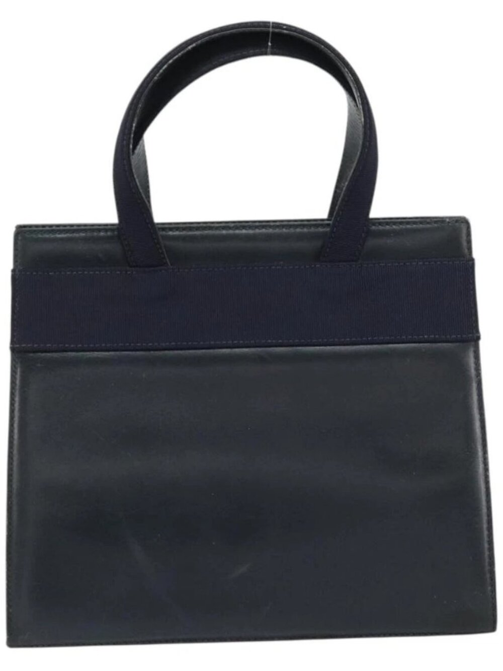 Salvatore Ferragamo Vala Hand Bag Leather Navy Gold Auth BA8854 - Picture 3 of 15